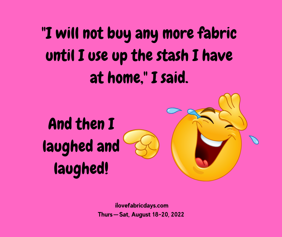 I will not buy any more fabric until I use up the stash I have at home, I said. and then I laughed and laughed